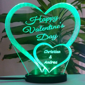 topgraveure Geschenk 125 x 120 mm / Happy grün Ich liebe dich, mein Schatz - Valentinstag LED-Licht* graviert mit Ihrem Namen