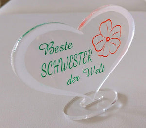 topgraveure Geschenk 98 x 70 mm / model 2 handbemalt HERZ BESTE SCHWESTER Muttertag Geburtstag Geschenk Schwester Liebe