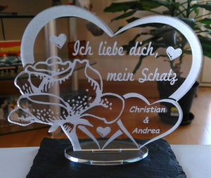 topgraveure Geschenk Acrylglas / mein schatz / 120 x 100 mm Ich liebe dich, mein Schatz - Valentinstag Geburtstag Herz Liebe Geschenk*