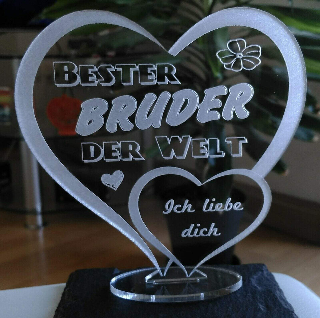 topgraveure Geschenk dekor 125 x 120 mm / farblos Bester Bruder Vatertag Geschenk Geburtstag Liebe *LED-Licht