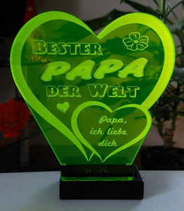 topgraveure Geschenk Dekor 125 x 120 mm / grün Bester Papa Vatertag Geschenk Geburtstag Liebe *LED-Licht