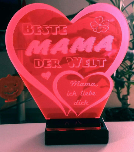 topgraveure Geschenk Dekor 125 x 120 mm / rot / Beste Mama Beste Mama Alles Liebe Alles Gute Muttertag Geschenk Geburtstag Liebe *LED-Licht