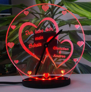 topgraveure Geschenk Dekor 180 x 180 mm / Runde rot Ich liebe dich - Geschenk für Valentinstag Hochzeit Geburtstag Liebe*LED-Licht