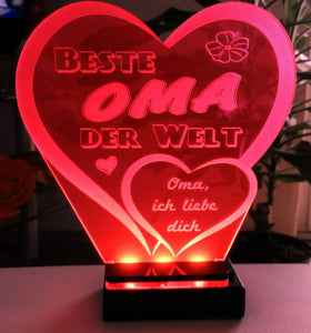 topgraveure Geschenk Dekor Beste Oma Muttertag Geschenk Geburtstag Liebe *LED-Licht