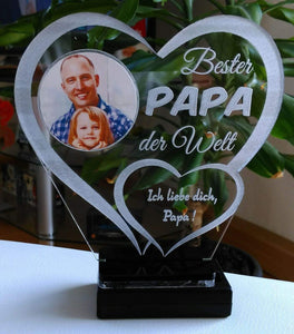 topgraveure Geschenk Dekor Bester Papa IHR FOTO+TEXT Vatertag Geschenk Geburtstag Liebe LED-Licht