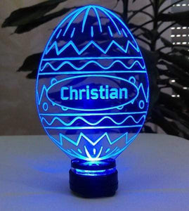 topgraveure Geschenk Dekor Christian blau Oster Dekor Osterei Geschenk IHR NAME Ostertag LED-Beleuchtung