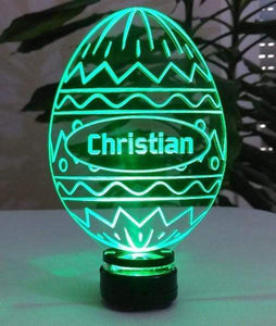 topgraveure Geschenk Dekor Christian grün Oster Dekor Osterei Geschenk IHR NAME Ostertag LED-Beleuchtung