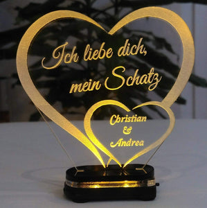 topgraveure Geschenk Dekor Liebe Valentinstag Geschenk IHR NAME Geburtstag Hochzeitstag Herz LED-Licht