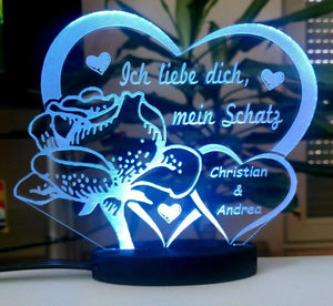 topgraveure Geschenk Dekor mein schatz / kaltweiß / 125 x 100 mm Ich liebe dich, mein Schatz - Valentinstag Geschenk Geburtstag Liebe *LED-Licht*