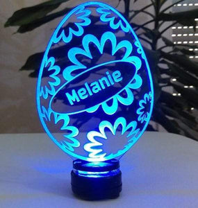 topgraveure Geschenk Dekor Melanie blau Oster Dekor Osterei Geschenk IHR NAME Ostertag LED-Beleuchtung