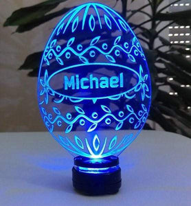 topgraveure Geschenk Dekor Michael blau Oster Dekor Osterei Geschenk IHR NAME Ostertag LED-Beleuchtung