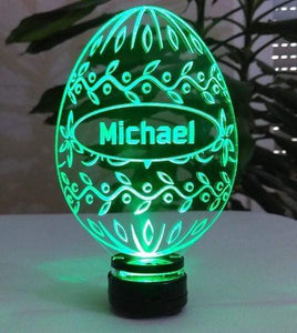 topgraveure Geschenk Dekor Michael grün Oster Dekor Osterei Geschenk IHR NAME Ostertag LED-Beleuchtung