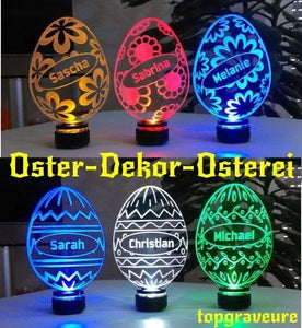 topgraveure Geschenk Dekor Oster Dekor Osterei Geschenk IHR NAME Ostertag LED-Beleuchtung