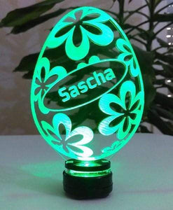 topgraveure Geschenk Dekor Sascha grün Oster Dekor Osterei Geschenk IHR NAME Ostertag LED-Beleuchtung