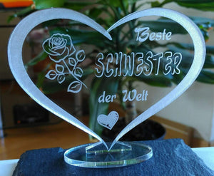topgraveure Geschenk HERZ BESTE SCHWESTER Muttertag Geburtstag Geschenk Schwester Liebe