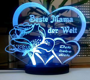topgraveure Geschenk Liebe Mama Oma Muttertag Geburtstag  *LED-Licht graviert mit Ihrem Namen